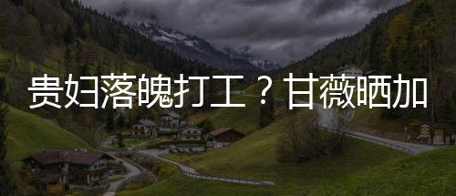 加班薇晒贵妇甘照称最后走有打工点怕落魄一个